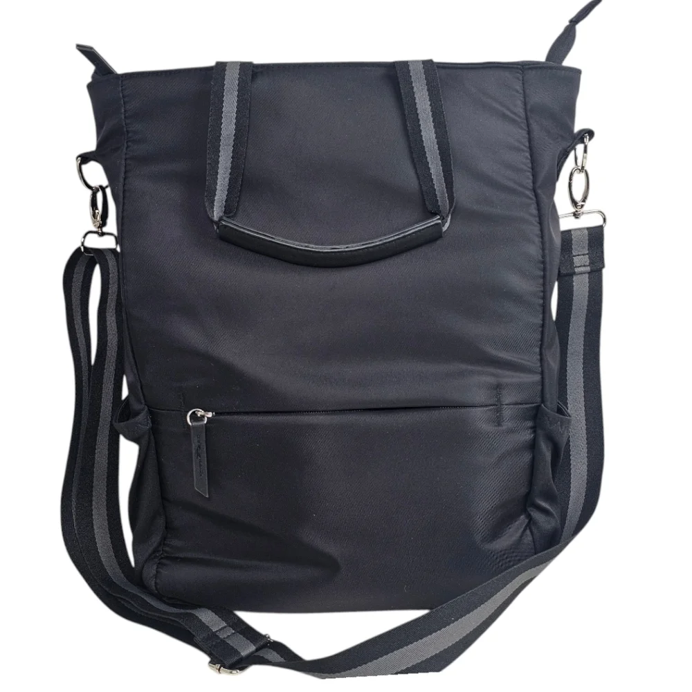 Cynthia Rowley Black Convertible Backpack Laptop Travel Bag, Trolley Sleeve, EUC